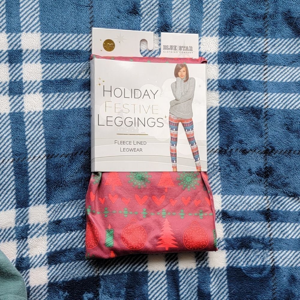 Blue Star Holiday Festive Leggings